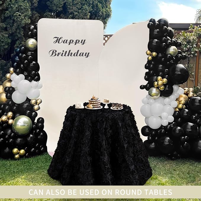 Fanqisi Black Table Cloths Satin Table Cover 50x80 Inches for Baby Shower Wedding Boys Birthday Party Table Decoration