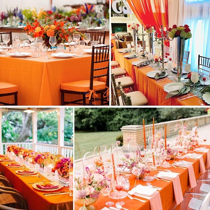 6 Pack Tablecloth 60 x102 inch Polyester Table Cloth for 6 Foot Rectangle Tables,Stain and Wrinkle Resistant Washable Fabric Table Covers Polyester Orange Table Clothes for Wedding,Party,Banquet