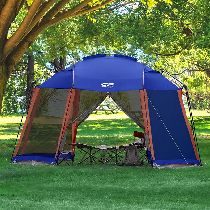 CAMPROS CP Screen House Room with 1 Pc Removal Wind/Sun Panel Canopy Tent Camping Tent Screen Shelter Gazebos for Patios Outdoor Camping Activities, 13'X13'X88in(H) - Blue