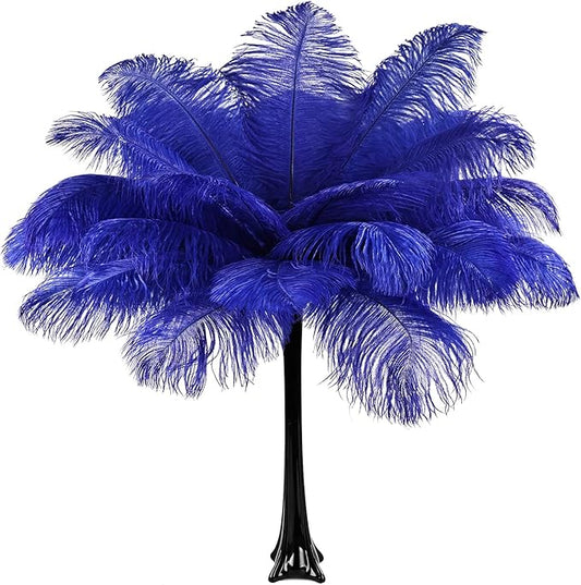 THARAHT Blue Ostrich Feathers 12pcs Large Natural Bulk 16-18Inch 40cm-45cm for Wedding Party Centerpieces Halloween and Home Decoration Feathers