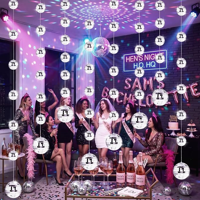 Sumind 8 Pack Disco Party Decorations Mini Disco Ball Garlands Silver Mirror Ball Hanging Banner Silver Streamer Curtains for Birthday Wedding Christmas Party Backdrop Supplies(2 Inch, 3 Inch)