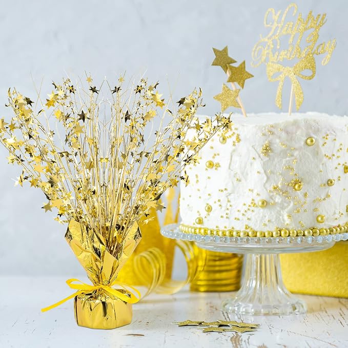 Crowye 26 Pcs Metallic Foil Spray Centerpiece Party Star Decoration Table Decor for Birthday Wedding Graduation Bachelorette Spring Party Holiday(Gold)