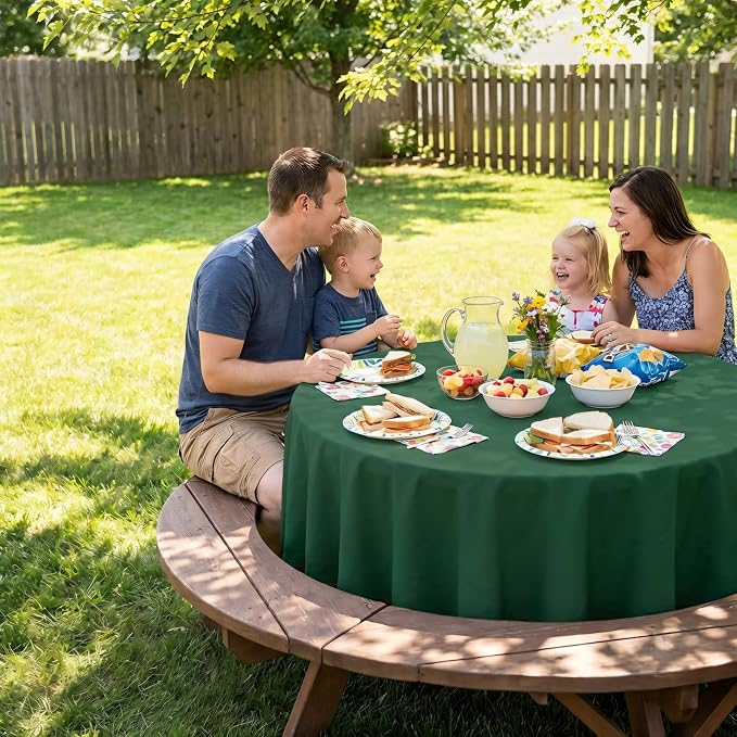 8 Pack Dark Green Round Tablecloth 90 Inch Hunter Green Round Table Cloth, Wrinkle Resistant Washable Polyester Fabric Table Cloth Table Cover for Dining Wedding Banquet Party
