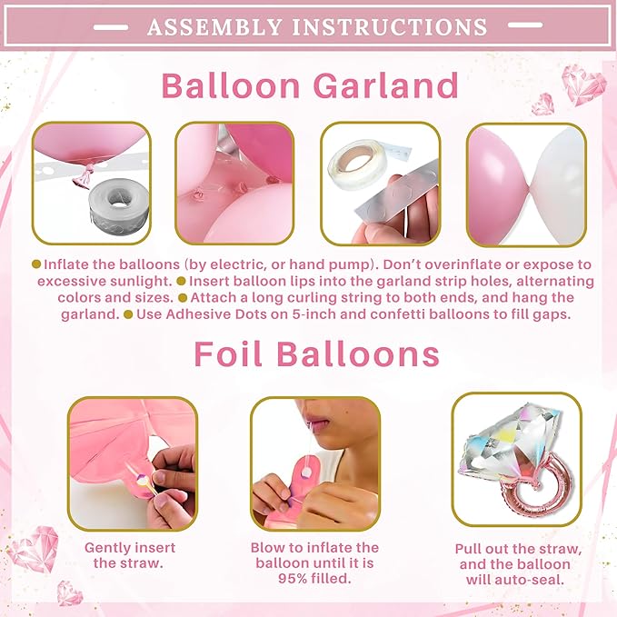188 pc Pink Bridal Shower Decorations - Includes Balloon Arch & Boxes with A-Z Letters & More - Bachelorette Party Decorations and Wedding Shower
