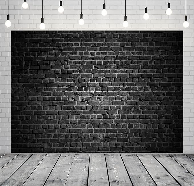 BELECO 15x10ft Fabric Black Brick Wall Backdrop for Photography Vintage Stone Brick Black Background for Brick Theme Party Decorations Birthday Photoshoot Home Wall Decor Photo Booth Studio Props