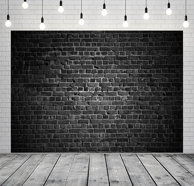 BELECO 12x8ft Fabric Black Brick Wall Backdrop for Photography Vintage Stone Brick Background for Theme Party Decorations Birthday Photoshoot Home Wall Decor Photo Booth Studio Props