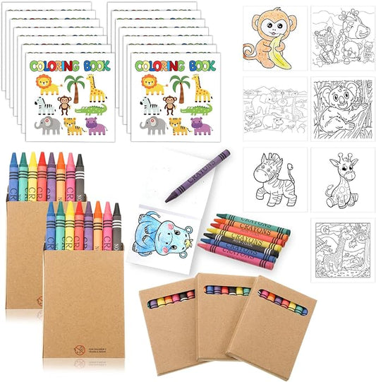 270 Pcs Zoo Animals Mini Coloring Books Welcome Back to School Gifts for Students with Crayons Bulk, Jungle Safari Coloring Books Party Favor Goodie Bag Gift Stuffer Gift Activities DIY Craft