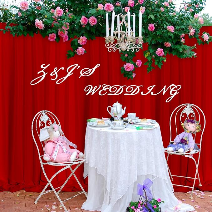 MEETSKY Red Backdrop Curtains for Christmas Party Valentine's Day Arch Stage Wedding Ceremony Red Curtains Fabric Photography Backdrop Drapes for Birthday Party Baby Shower,5ft x 8ft,2 Panels