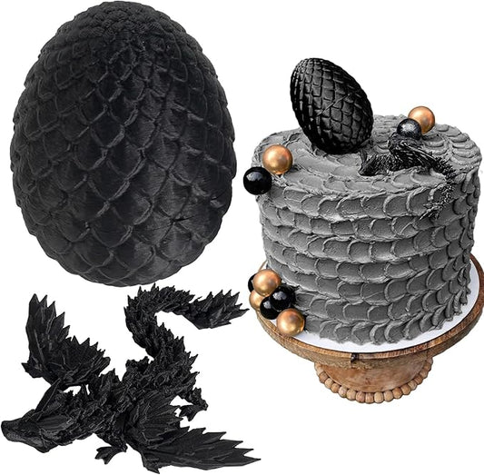 3D Printed Dragon Egg Fantasy Dragon Cake Topper Dragon Eggs Cake Decor Gold Black Balls Cake Decor for Baby Shower Birthday Wedding Party Supplies