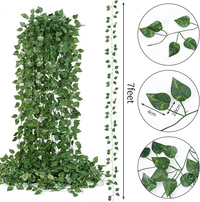 CEWOR Fake Vines for Room Decor 24 Pack 168ft Artificial Ivy Greenery Garland for Bedroom Wall Decor, Hanging Green Leaves for Party Wedding Christmas Decoration