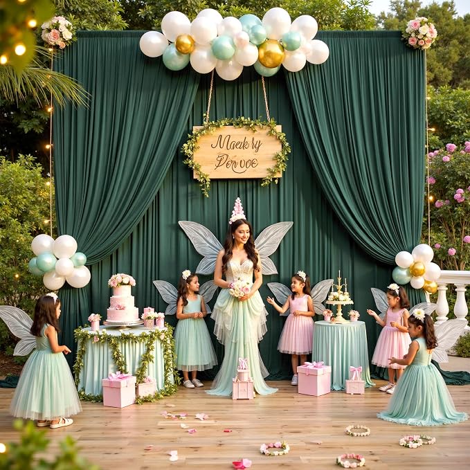 20ftx15ft Hunter Green Backdrop Curtains for Parties, Wrinkle Free Polyester Hunter Green Photo Backdrop Drapes 4 Panels 15 ft Long Back Drop Cloth for Wedding Birthday Photography Background Party