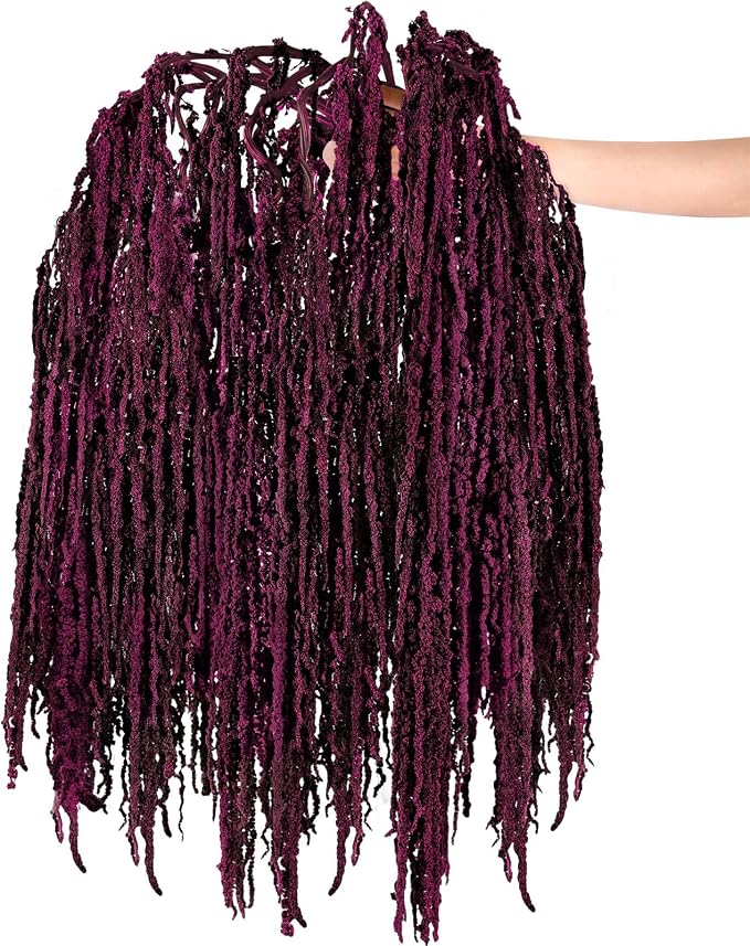 Suncalla 12 Pcs Dark Purple Spring Natural Dried Amaranthus Hanging Flowers Amaranthus Artificial Flowers for Wedding Arch Bouquet Floral Garland Wall Home Decoration (23 Inch)