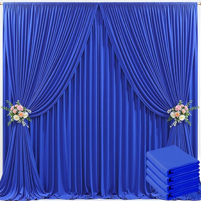 20ft x 10ft Royal Blue Backdrop Curtain for Parties Blue Wrinkle Free Backdrop Drapes Panels for Baby Shower Birthday Party Wedding Photo Photography Polyester Fabric Background Decoration