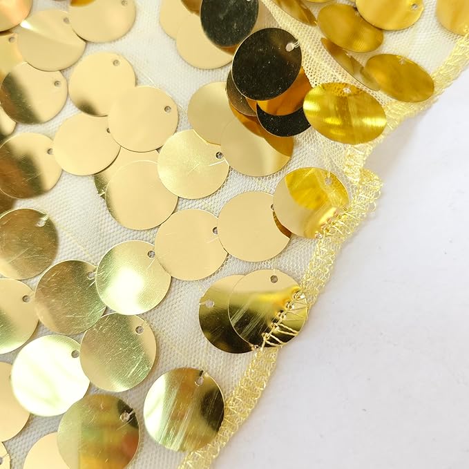 9FTx10FT Gold Large Sequin Backdrop 1 Panel, Glitter Sparkle Photography Props for Christmas Party Wedding Birthday Wall Decor