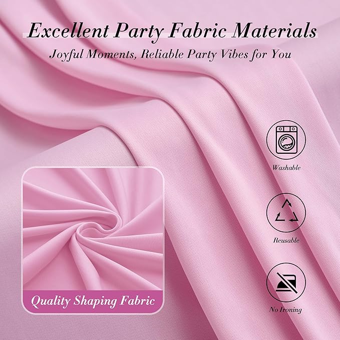 20 ft x 10 ft Wrinkle Free Baby Pink Backdrop Curtain for Parties, 4 Panels 5ftx10ft Polyester Photo Backdrop Drapes for Baby Shower Birthday Party Photography Wedding Backdrop Stand