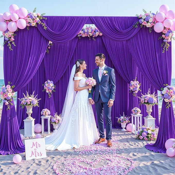 20ft x 10ft Purple Backdrop Curtain for Parties Purple Wrinkle Free Backdrop Drapes Panels for Wedding Mermaid Birthday Party Baby Shower Photo Photography Polyester Fabric Background Decoration