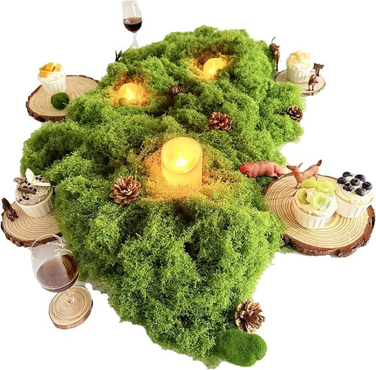 8 Pack Wood Centerpieces for Tables, Woodland Table Centerpieces Set with Wood Slices, Artificial Moss & Moss Stone, Enchanted Forest Decorations, Rustic Wedding Party Decor DIY Craft Kit(2.2-8.5')