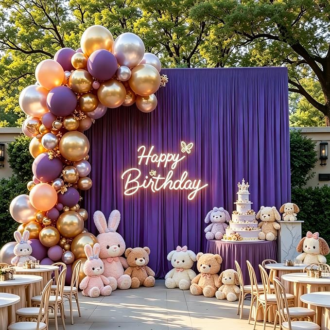 Gallety Lavender Backdrop Curtain for Wedding, Polyester Photography Backdrop Drapes - 30FT x 10FT Wedding Backdrop with Rod Pockets for Children's Party,Birthday,Event,Graduation Party Decorations