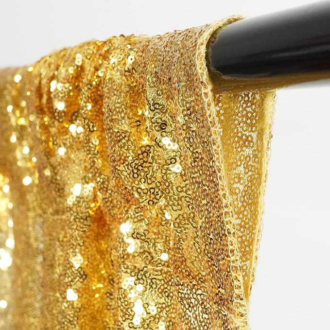 Eternal Beauty Sequin Backdrop Curtains, 2x8 Ft-2 Panels Gold Back Drop for Mother's Day Shimmer Photography Party Wedding Birthday Decor