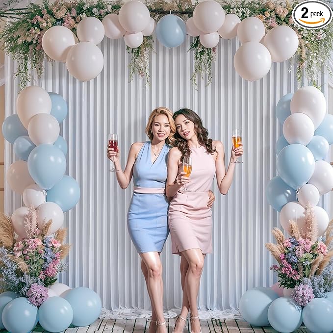 10ft x 10ft Silver Grey Backdrop Curtain for Parties Wedding Wrinkle Free Backdrop Drapes Panels for Baby Shower Birthday Photo Photography Polyester Fabric Background Decoration