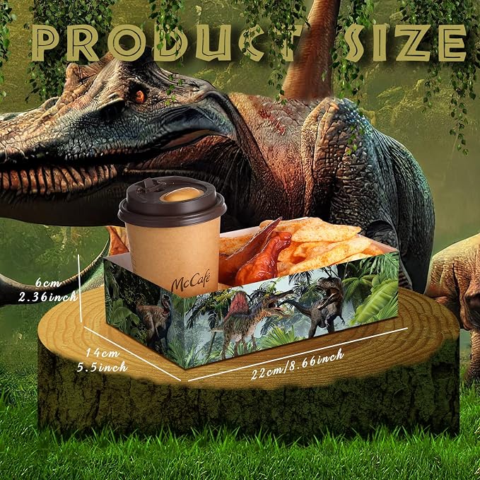 Funtery 50 Pcs Dinosaur Disposable Paper Tray 5lb Dinosaur Food Trays for Party Large Birthday Party Decorations Serving for Nacho Hot Dogs Popcorn Snack