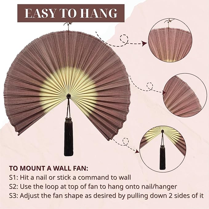 ChumDecor Fan Wall Decor,Decorative Folding Fan for Over Bed Decorations