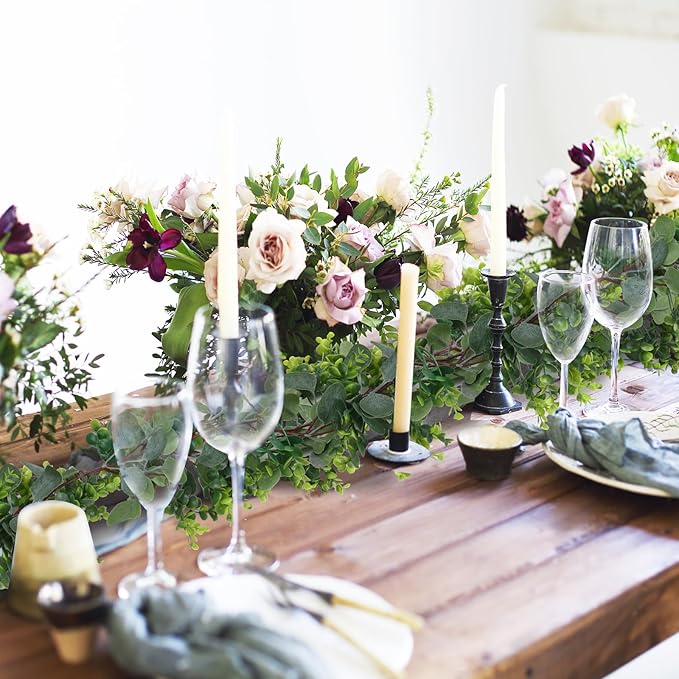 JPSOR 2pcs Artificial Eucalyptus Garland Total 13.2ft Greenery Garland Fake Eucalyptus Leaves for Wedding Arch Farmhouse Mantle Table Runner Centerpiece Home Party Decor