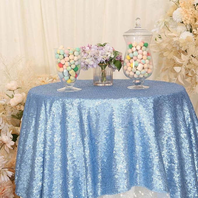 Eternal Beauty Baby Blue Tablecloth, 50x50 Inch Square Rectangle Table Cover for Cake Dessert Exhibition Party Birthday Events