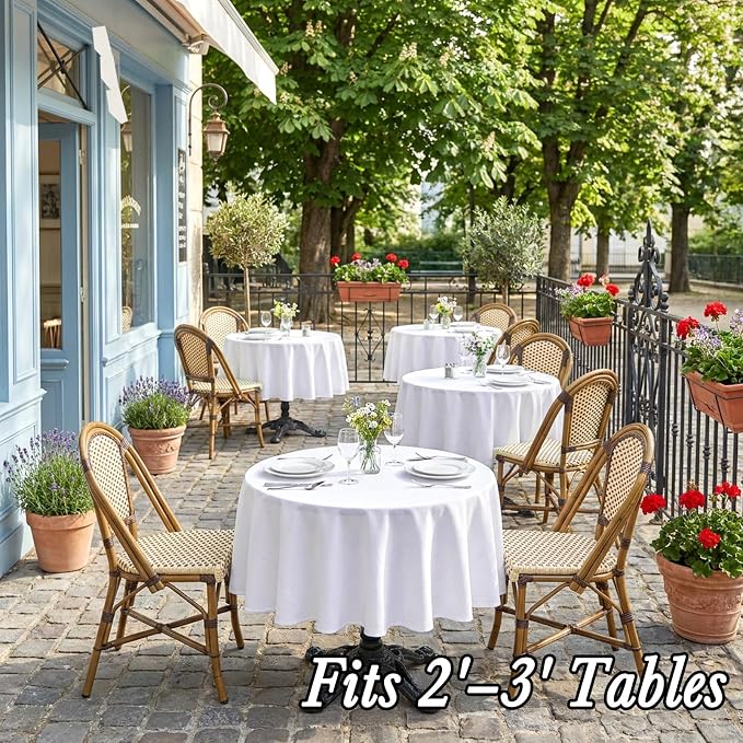 8 Pack White Round Tablecloth 60 Inch White Table Cloth for Round Tables, Reusable and Washable Polyester Tablecloth Stain Wrinkle Resistant Decorative Table Cover for Wedding Party Dining Banquet
