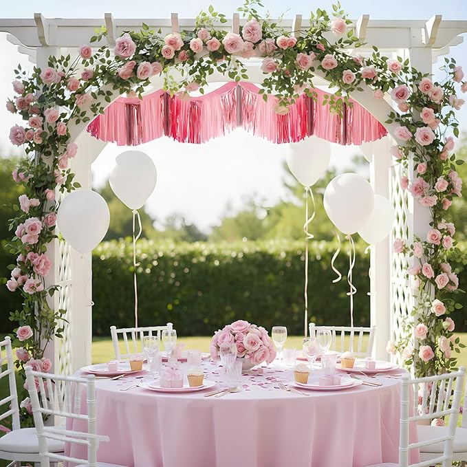 Fun Express 12 Ft. Pink Metallic Foil & Tissue Paper Hanging Ceiling Decoration