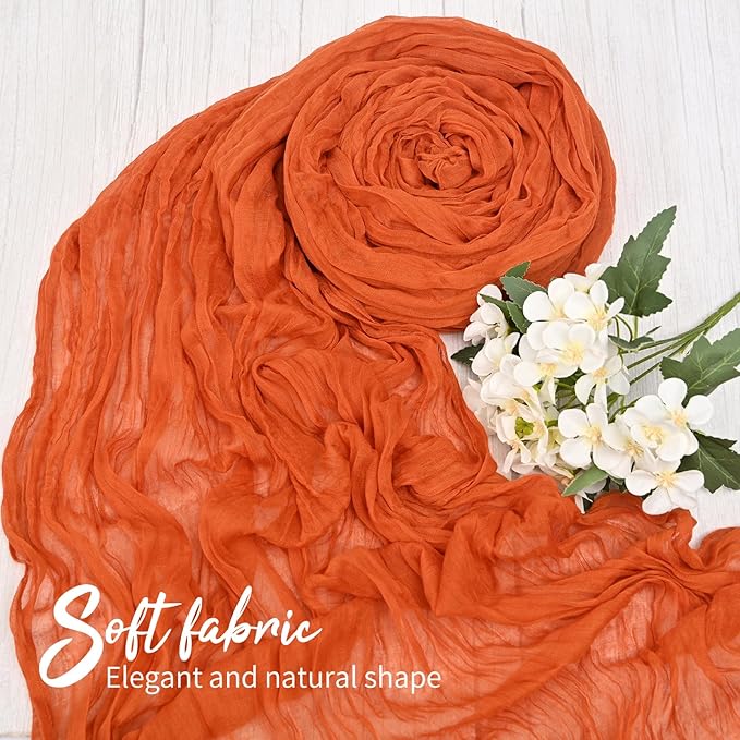 20 Pack Orange Table Runner 10FT Long Cheesecloth Table Runner Cheese Cloth Gauze for Wedding Party Birthday Decoration-Orange