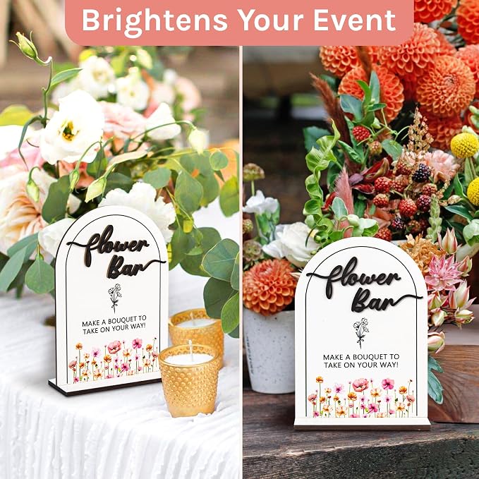 Stofinity Wooden Flower Bar Sign Bridal Shower Decor - Bloom Bar Sign Wedding Accessories For Reception, Bloom Bar Supplies for Wedding Table Decor