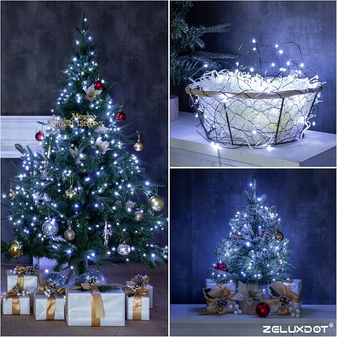 Fairy Lights Plug in,400FT 1200LEDs Waterproof Led String Lights,8 Modes Remote Twinkle Light for Outdoor Indoor Christmas Wedding Birthday Garden Party Decorations,Green Wire,Cool White