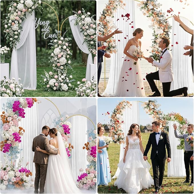 Metal Arch Backdrop Stand, 7.2FT+6FT Wedding Arch Frame, Gold Wedding Arch Backdrop Stand Set of 2, Balloon Arch Backdrop for Wedding Birthday Party Baby Shower Graduation Ceremony