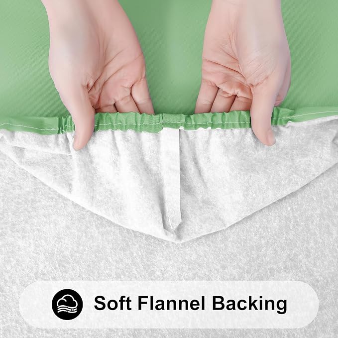 Smiry 3 Pack Rectangle Table Cloth, Elastic Fitted Flannel Backed Vinyl Tablecloths for 8ft Folding Tables, Waterproof Wipeable Table Covers for Outdoor, Camping and Picnic (Sage Green, 30"x96")