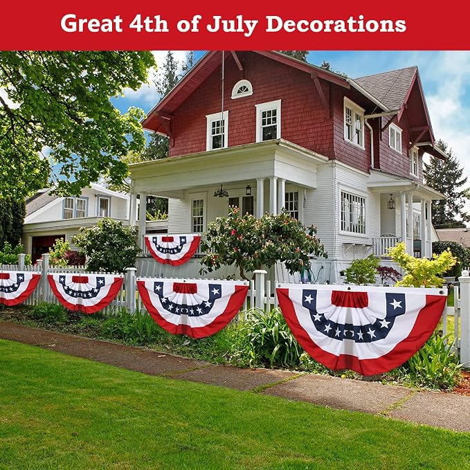 2 x 4 Ft American Bunting Flags Outdoor,US Flag Bunting for Outside, Patriotic Half Fan Bunting Flag Indoor Outdoor for 4th of July Independence Day Memorial Day (Set of 6)