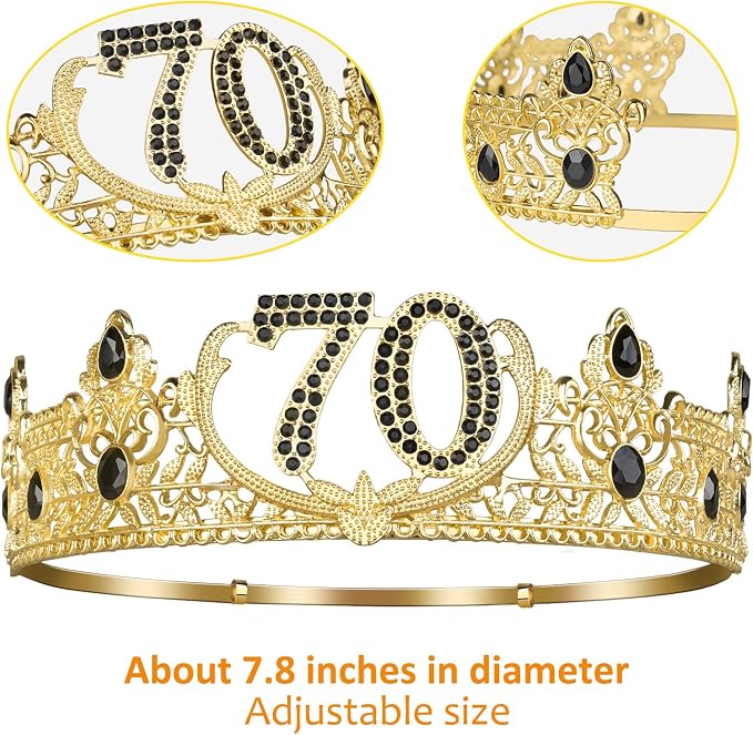 70th Birthday Gifts for Men, 70th Birthday Decorations for Men, Party Decor Supplies including King Crown & Sash & Banner & Balloons & Cake Topper & Candles