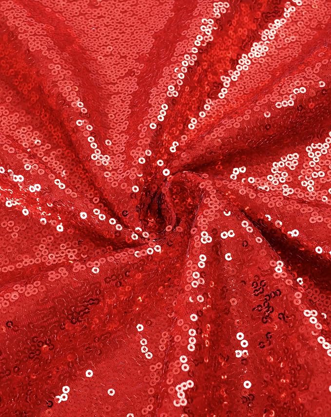 Eternal Beauty Red Tablecloth, 120 Inch Round Sequin Tablecloth for Mother's Day Party Cake Dessert Table Exhibition Events