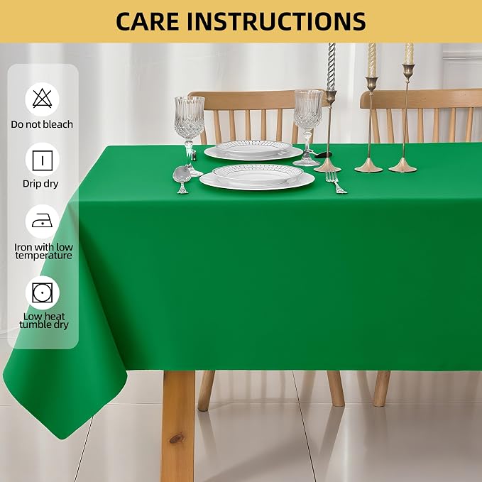 2-Pack 60x60 inch Forest Green Table Cloths, Solid Stain and Wrinkle Resistant Tablecloth, Premium Plain Weave Polyester Fabric Rectangle Table Linen Covers for Hotel, Banquet