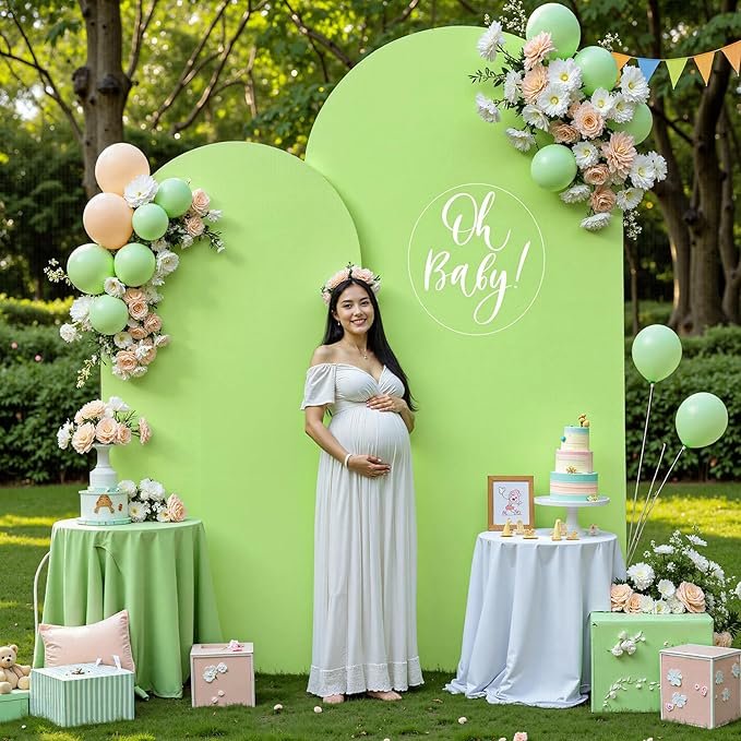 Sage Green Arch Cover 2 Set-7.2 and 6ft Arch Backdrop Cover Spandex Fitted Wedding Arch Stand Covers for Birthday Party Baby Shower Bridal Shower Wedding Reception Banquet Photo Background Decorations
