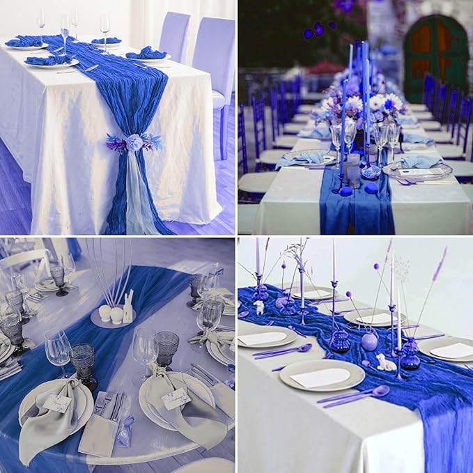 15 Pack Cheesecloth Table Runner 6FT Romantic Cheese Cloth Table Runner 35 x72Inch Gauze Boho Table Runners for Wedding Birthday Party Pinic Bridal Baby Shower Anniversary Table Decoration(Royal Blue)