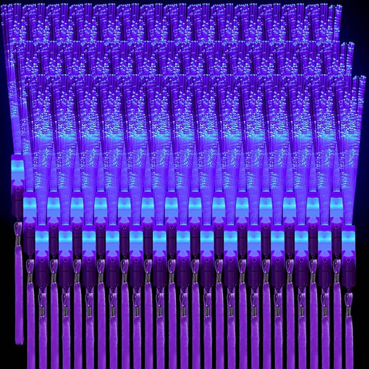 Skylety 36 Pcs Fiber Optic Wand, LED Fiber Optic Wand with 3 Light Modes, Glow Fibers Optics Sticks for Wedding Neon Party, New Year Party Favors, Bar Dj(Purple)