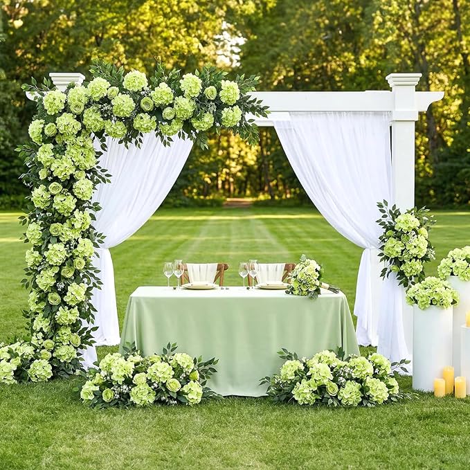 Auihiay 64 PCS Full Hydrangea Flowers, Silk Hydrangea Artificial Flowers Heads with Stems, Artificial Flowers for Wedding, Garden, Baby Shower, Party, Outdoor Indoor Decoration (Light Green)