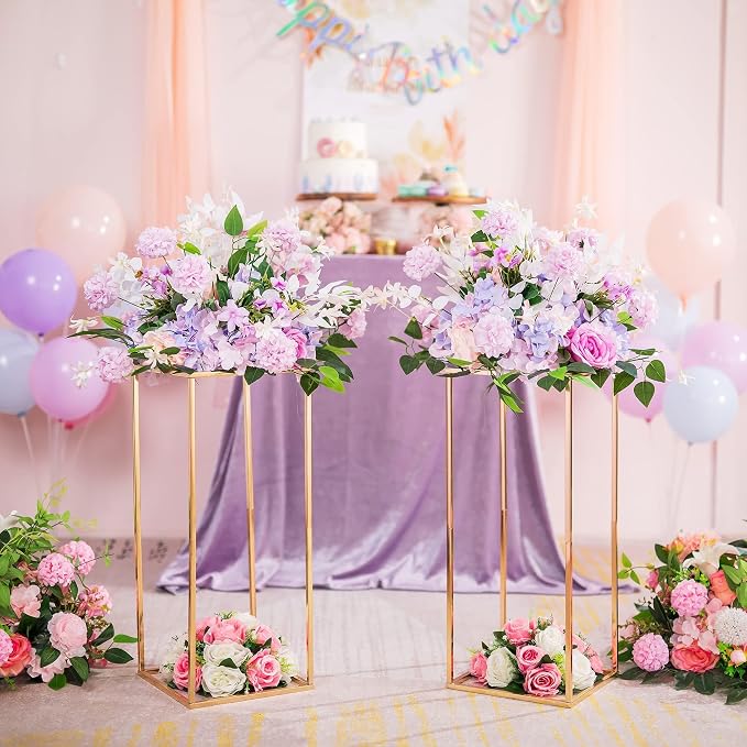 Gold Flower Stand for Table: 23.6” Tall Centerpiece Stand for Wedding Table Reception Floral Center Pieces with Home Decoration Party Event 2 PCS