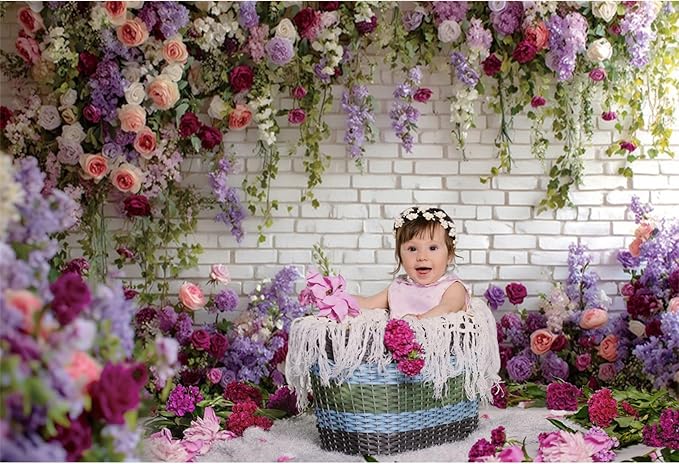 Baocicco Flower Brick Wall Backdrop 9x6ft Rose Flowers Photography Backdrops Baby Shower Bridal Shower Party Decorations Kids Adults Portraits Birthday Wedding Banner Supplies Props Video Studio