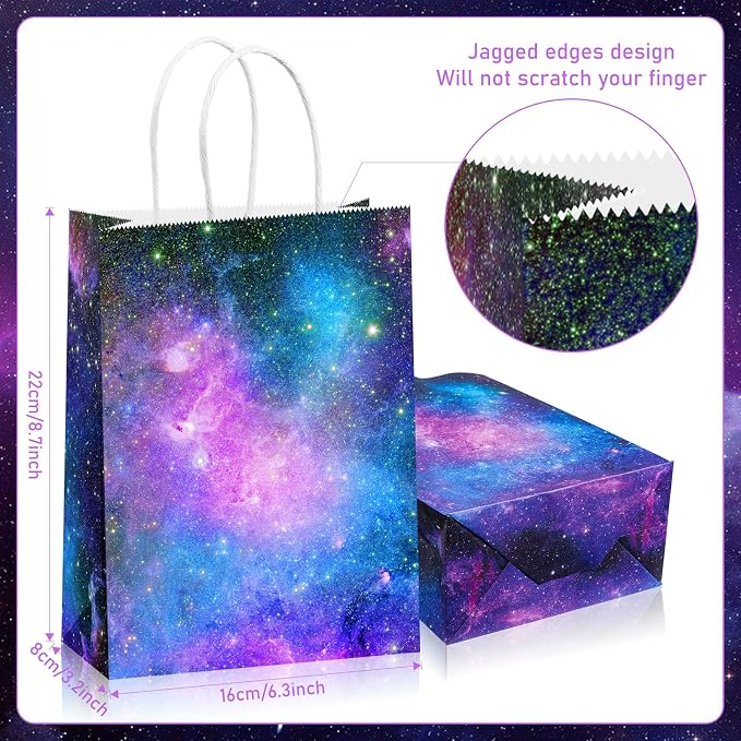 Containlol 32 Pcs Galaxy Party Bags Outer Space Party Gift Bags Goody Candy Boxes for Solar System Planet Birthday Baby Shower Supplies