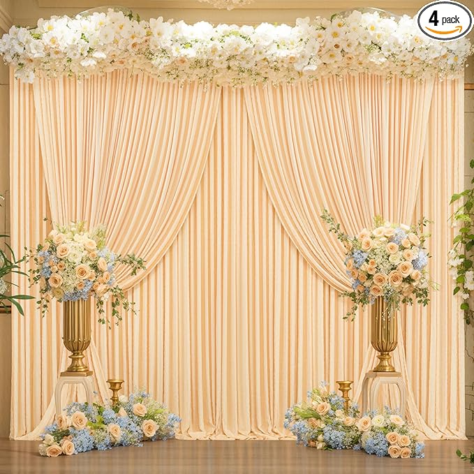 20x10 Dark Champagne Backdrop Curtain for Parties Wedding Baby Shower Wrinkle Free Photo Curtains Backdrop Drapes Fabric Decoration for Bridal Shower 5ft x 10ft,4 Panels