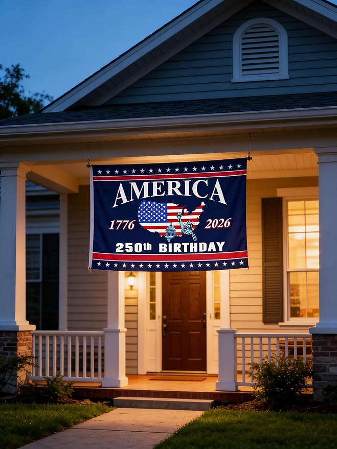 250 Anniversary USA Flag - 3x5 Ft Double Sided 3 Layers Patriotic Flags - 4th of July Decorations Independence Day American 250th Anniversary Flag 1776-2026 for Indoor Outdoor Decoration