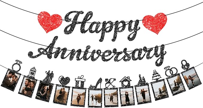 KatchOn Happy Anniversary Banner - 10 Feet, 2 Strings | Anniversary Party Decorations