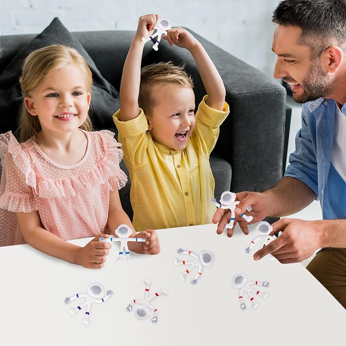 ArtCreativity 48 Piece Mini Bendable Astronaut Figurines, Astronaut Toys in 4 Assorted Colors, Space Party Favors, and Stress Relief Fidget Toy, Space Themed Party Favors for Kids